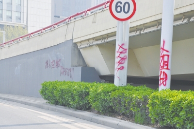 電線桿、立交橋等被噴涂，嚴(yán)重影響了市容。