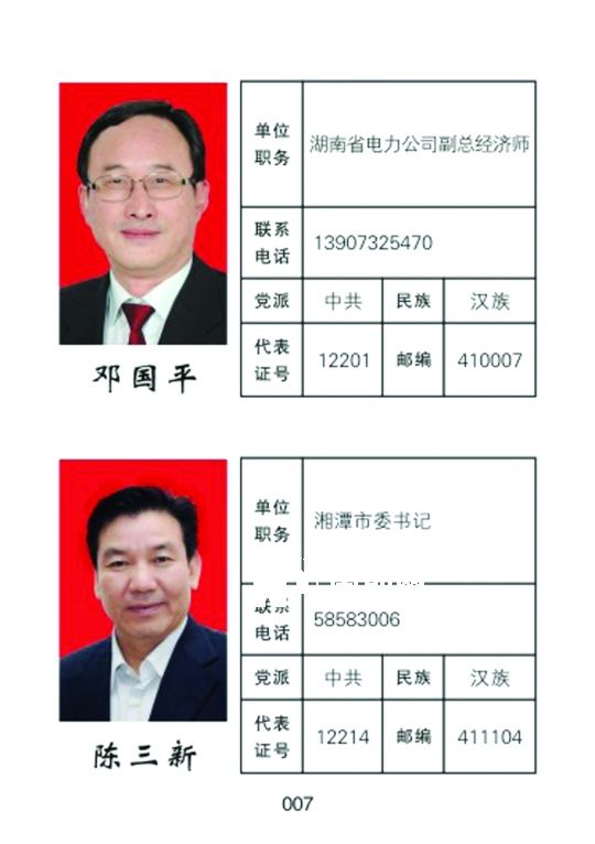 湘潭市人大常委會官網(wǎng)公開的湖南省委書記徐守盛和湘潭市委書記陳三新的信息。兩人均為湘潭選出的湖南省人大代表，陳三新同時是湘潭市人大代表。</p><p>