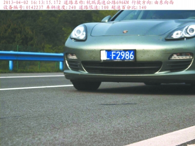 　保時(shí)捷飆車被拍瞬間。湖北省高警總隊(duì)供圖