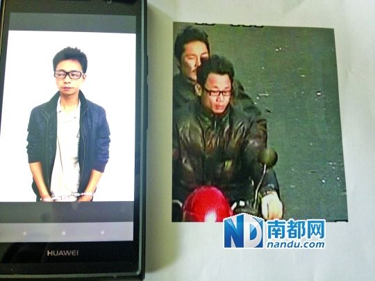叉車司機(jī)肖東。飛車搶奪嫌疑人(戴眼鏡者)。