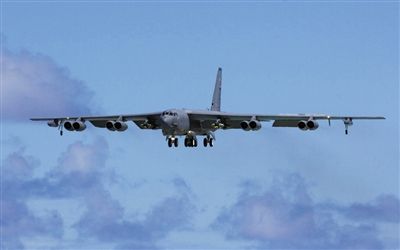 美軍B-52戰(zhàn)略轟炸機。其為韓三大核保護傘之一。