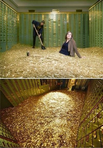 瑞典網(wǎng)店推出“金錢(qián)浴”，800萬(wàn)枚硬幣堆成金“浴池”。