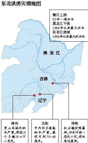 受持續(xù)降雨的影響，嫩江、松花江、黑龍江等3條大江同時(shí)出現(xiàn)超警戒水位的流域性大洪水