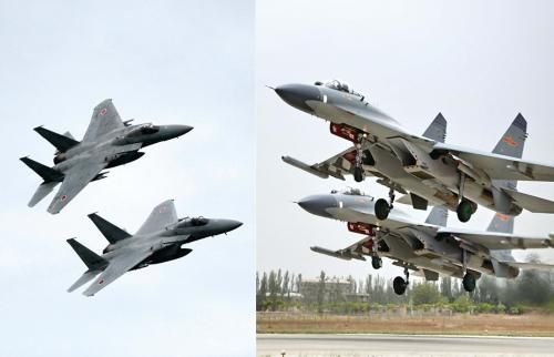 29日，中國空軍查證了進(jìn)入東海防空識(shí)別區(qū)的美日軍機(jī)，左圖為進(jìn)入防空識(shí)別區(qū)的日本F-15戰(zhàn)機(jī)(資料圖)，右圖為當(dāng)天起飛的中國殲-11飛機(jī)(資料圖)。