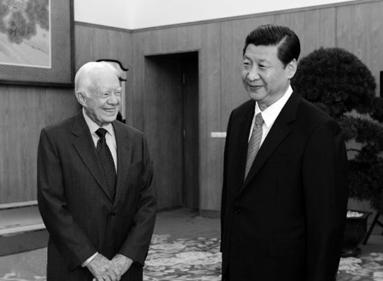 2012年12月13日，中共中央總書記習近平在中南海會見美國前總統(tǒng)卡特