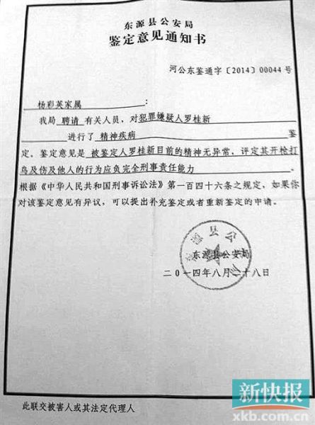 警方出具的鑒定意見(jiàn)通知書(shū)。
