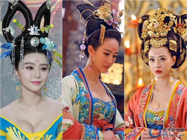 范冰冰、張鈞甯、周海媚，在《武媚娘》中爆乳演出