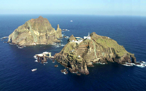 資料圖：日韓爭(zhēng)議島嶼，韓國(guó)稱“獨(dú)島”，日本稱“竹島”。