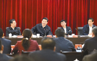 3月18日，習(xí)近平聽取蘭考縣教育實踐活動情況匯報，并發(fā)表重要講話。
